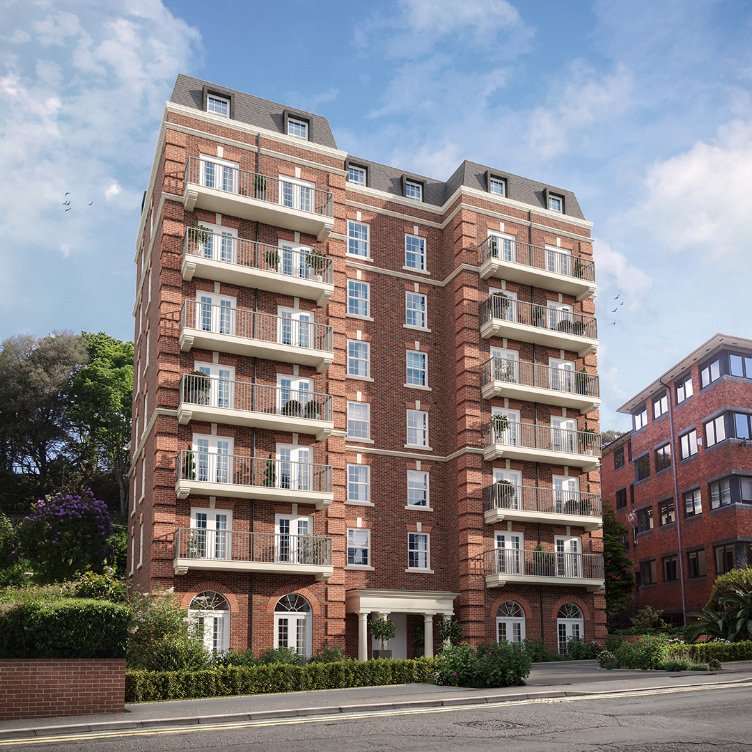 CGI of the luxury student accommodation building, showing the final exterior design.